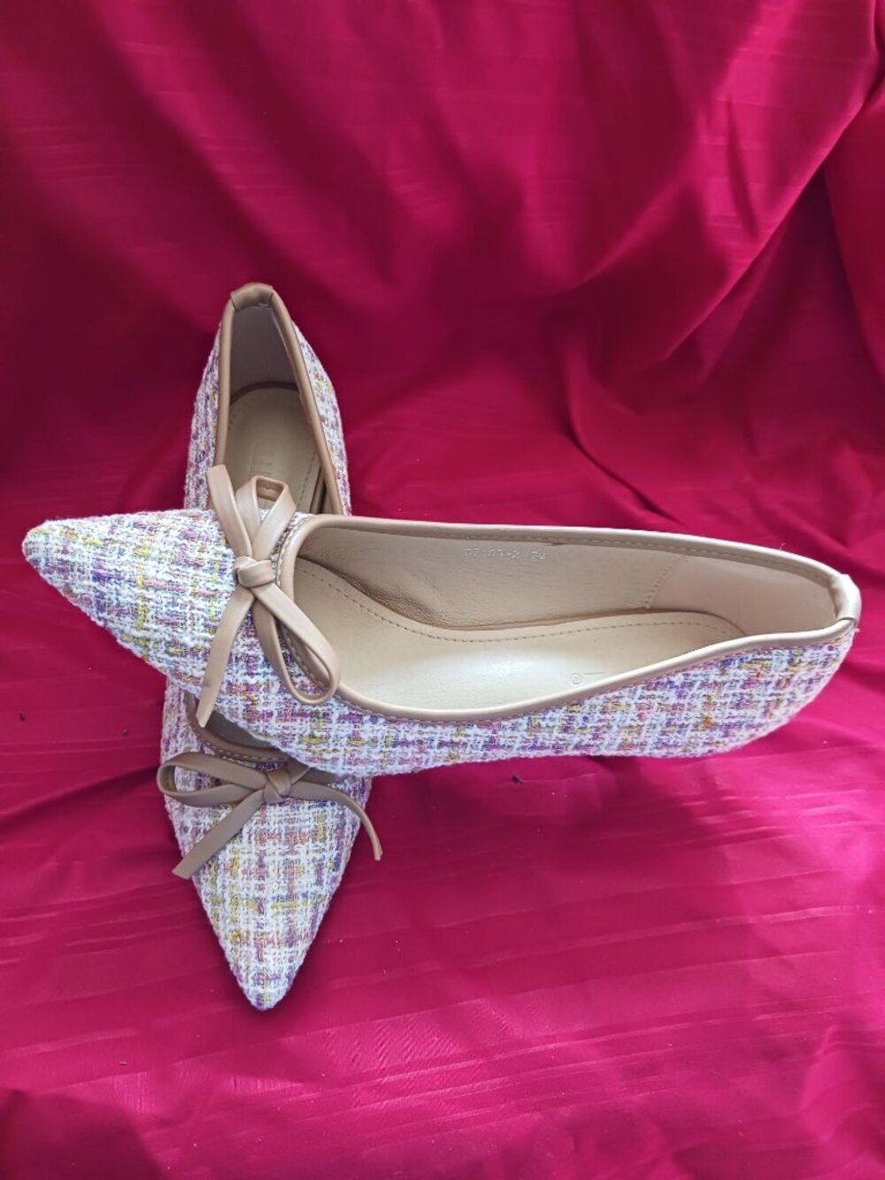 Xiwen Womens Tweed Pointed-Toe Heels With Bow Accent Stiletto multicolor size 36 - Picture 9 of 12